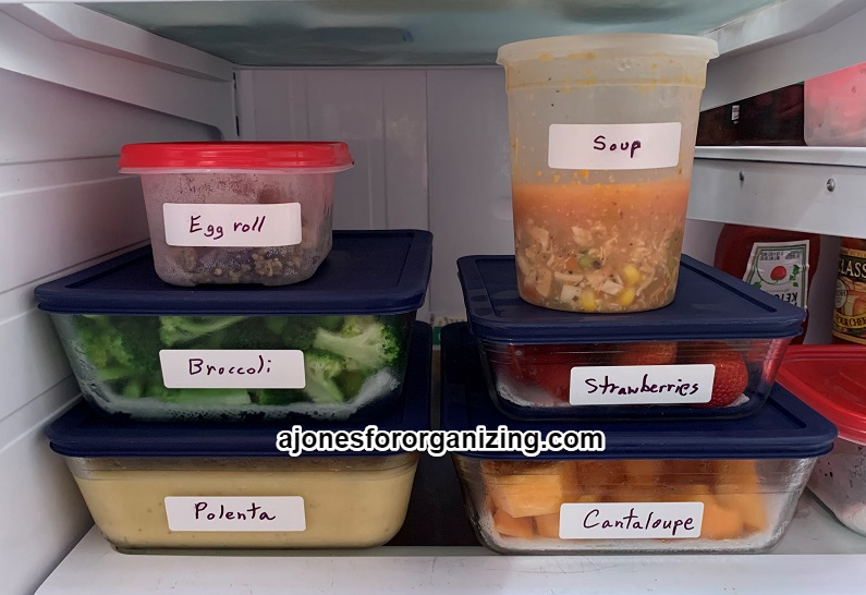Great way to re-use old lunch meat containers. Wash and remove the label  and you have a great storage option. (They al…